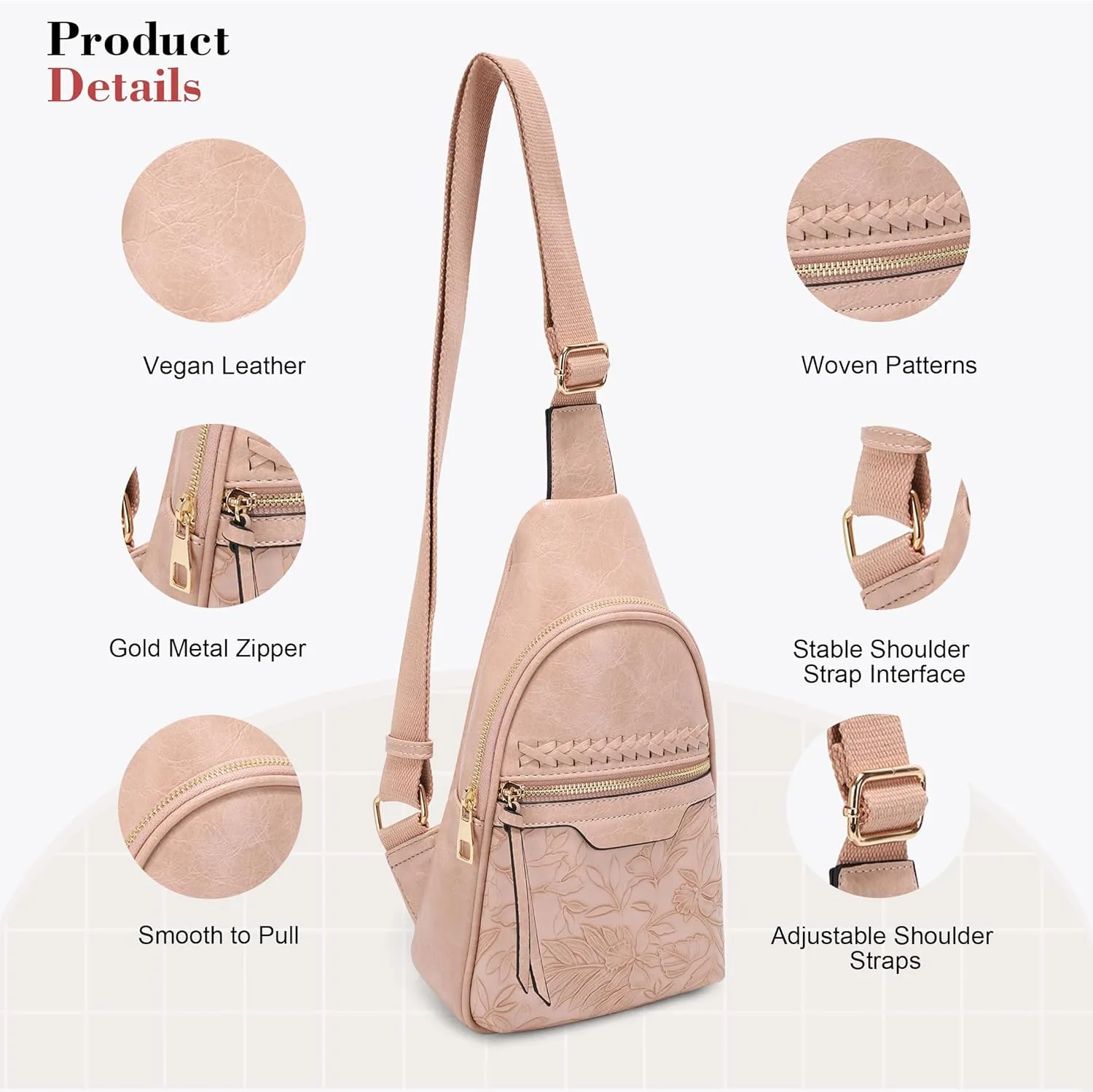 ALYSSA Large Sling Bag for Women Faux Leather Crossbody Fanny Pack Backpack Cross Body Purses 7L Crossbody Bags for Women