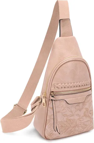 ALYSSA Large Sling Bag for Women Faux Leather Crossbody Fanny Pack Backpack Cross Body Purses 7L Crossbody Bags for Women