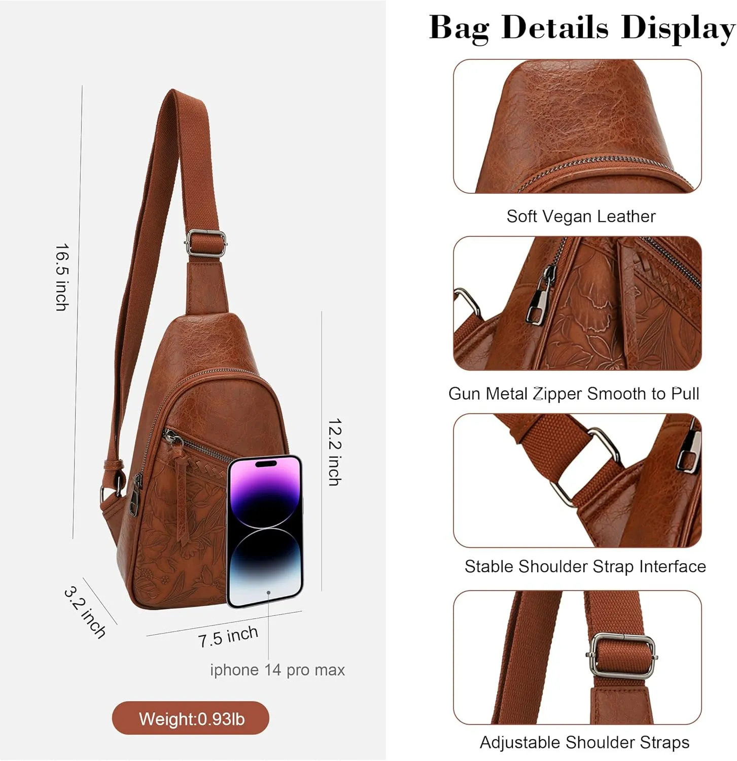 ALYSSA Large Sling Bag for Women Faux Leather Crossbody Fanny Pack Purse Backpack Trendy Cross Body Purses, Hibiscus