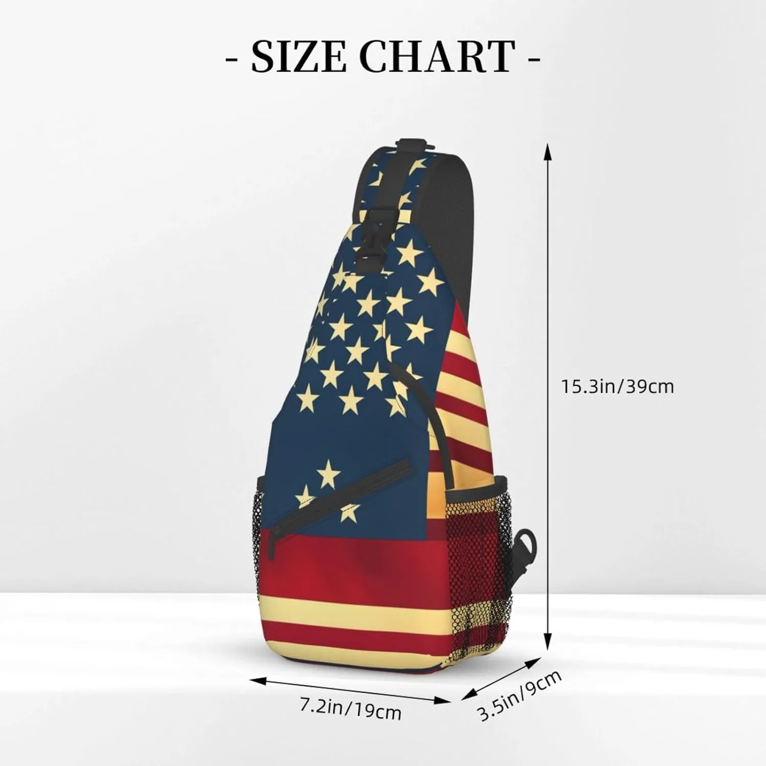 American Flag print Print Sling Backpack, Sling Bag, Crossbody Chest Bag Daypack, for Hiking Travel