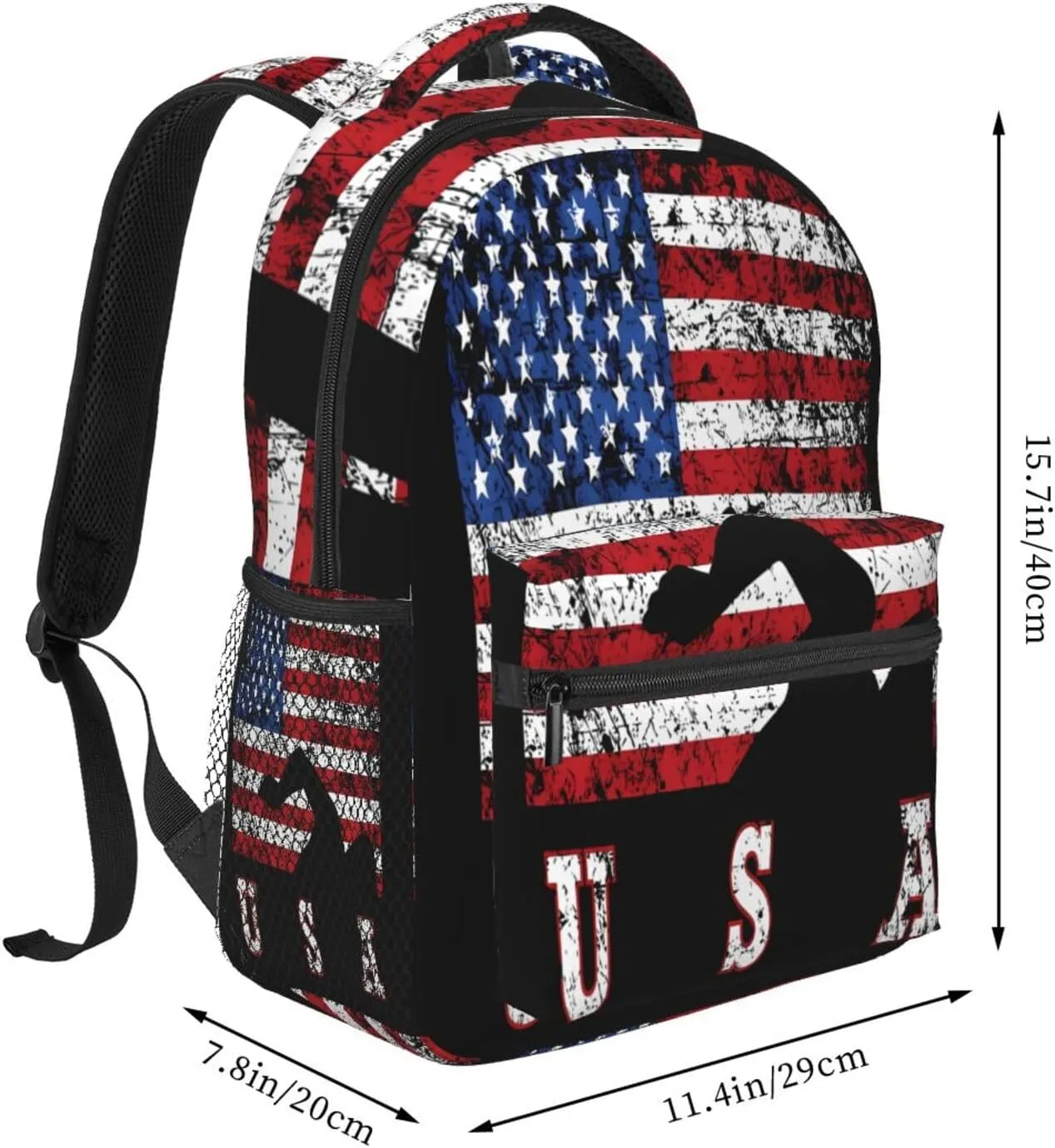 American Flag Swimming Team Casual Backpacks Sport Backpack Travel Rucksack Canvas Daypack Workout Bags with Pockets for Gym Working Hiking
