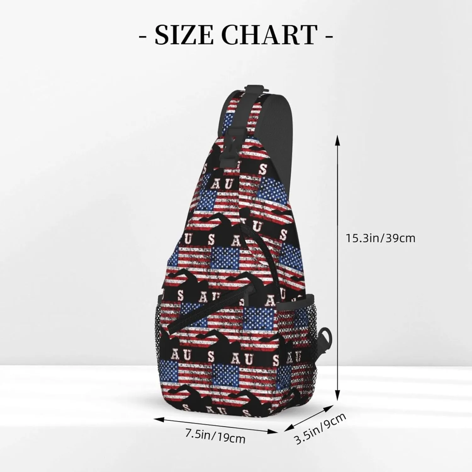 American Flag Swimming Team Sling Bag Adjustable Chest Bags Casual Crossbody Bag Travel Shoulder Backpack
