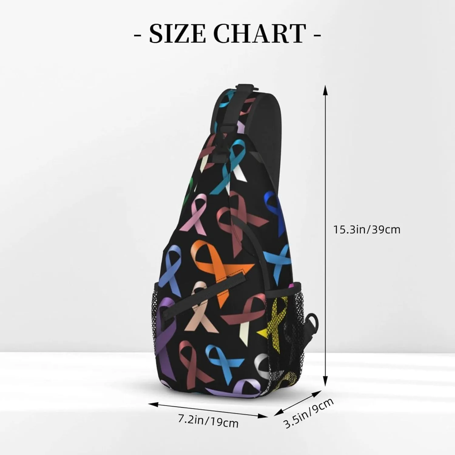 AMRANDOM Cancer Awareness Ribbon Sling Backpack Multipurpose Crossbody Shoulder Bag Travel Hiking Daypack