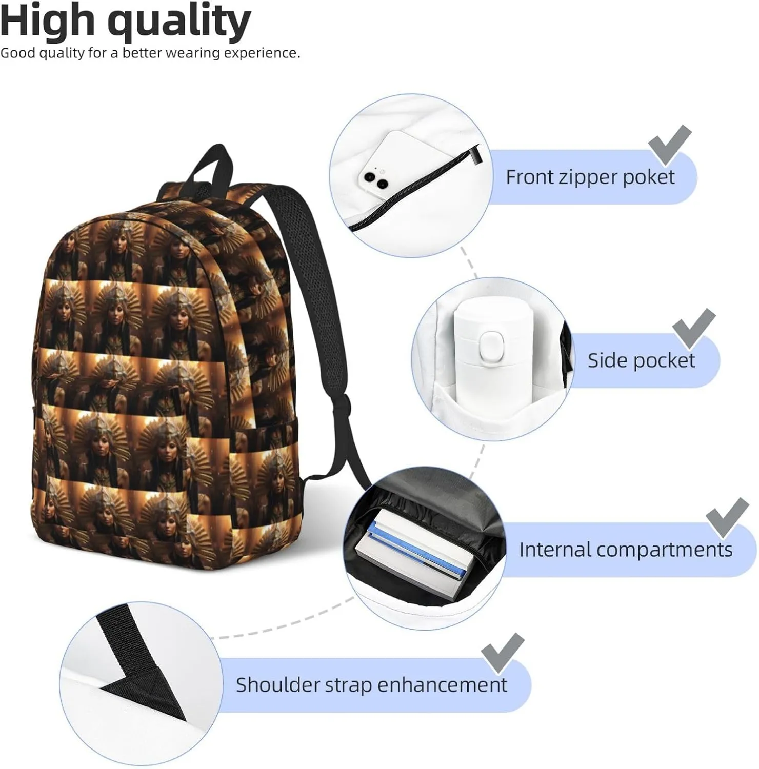 Ancient Egypt Tribe Series Canvas Casual Lightweight Duffel Bag, Fashion Duffel Bag, Unisex Travel Backpack