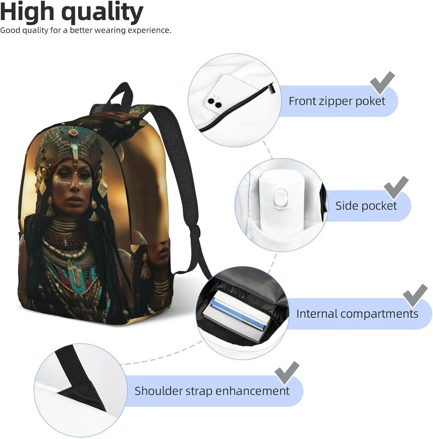Ancient Egypt Tribe Series Canvas Casual Lightweight Duffel Bag, Fashion Duffel Bag, Unisex Travel Backpack