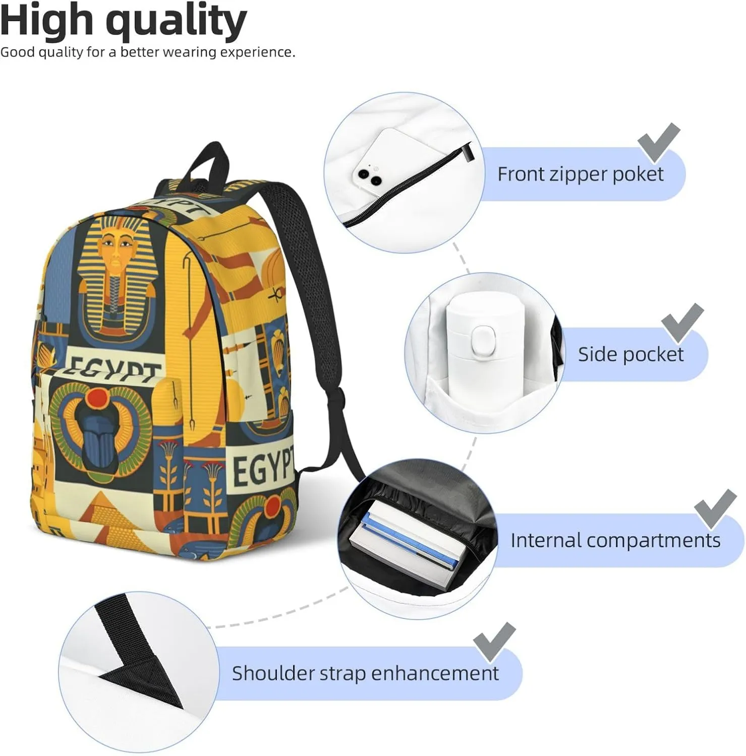 Ancient Egypt Tribe Series Canvas Casual Lightweight Duffel Bag, Fashion Duffel Bag, Unisex Travel Backpack