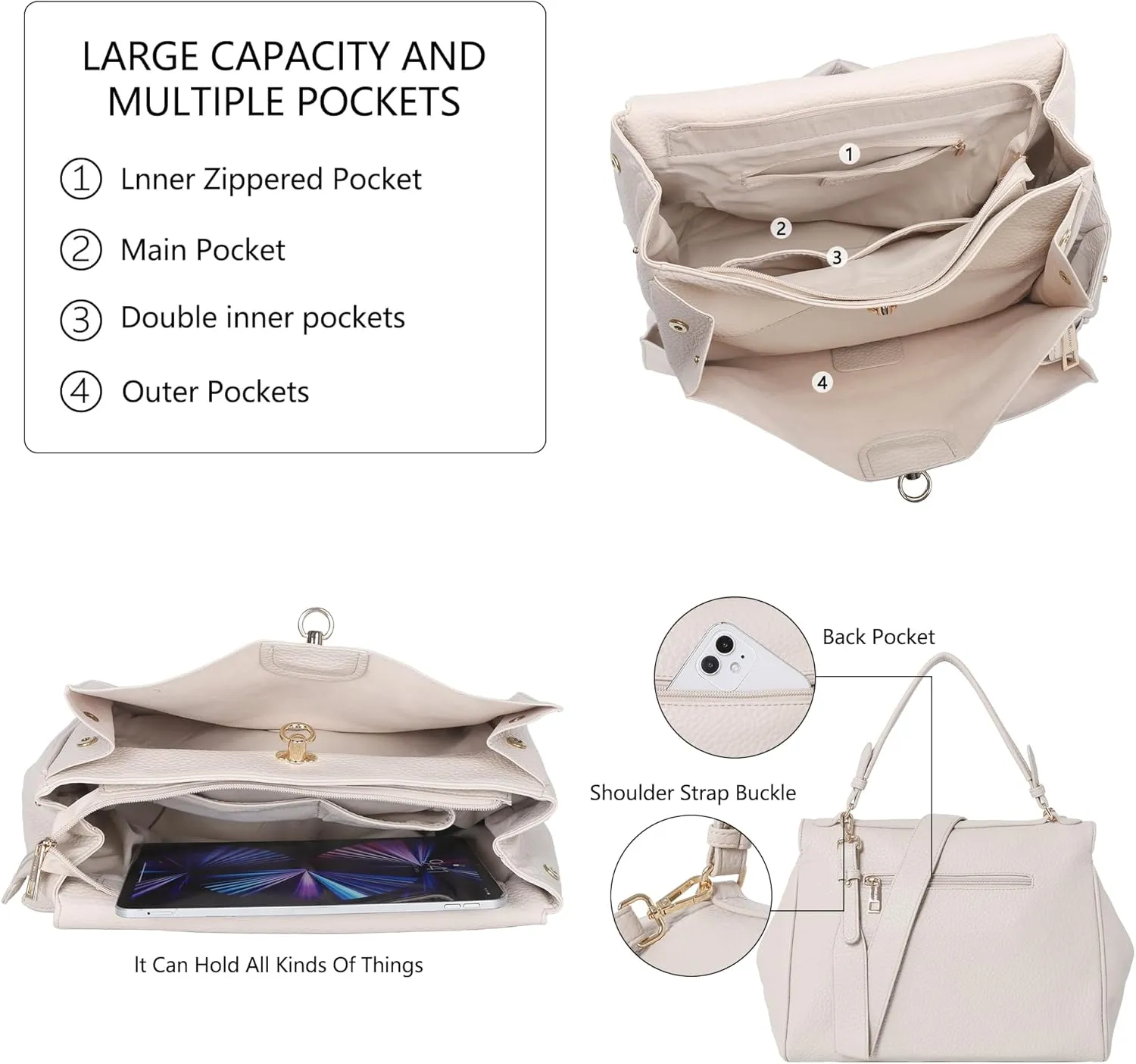 Angel Kiss Satchel Purses and Handbags for Women Soft Vegan Leather Tote Shoulder Bag Top Handle with Crossbody Strap