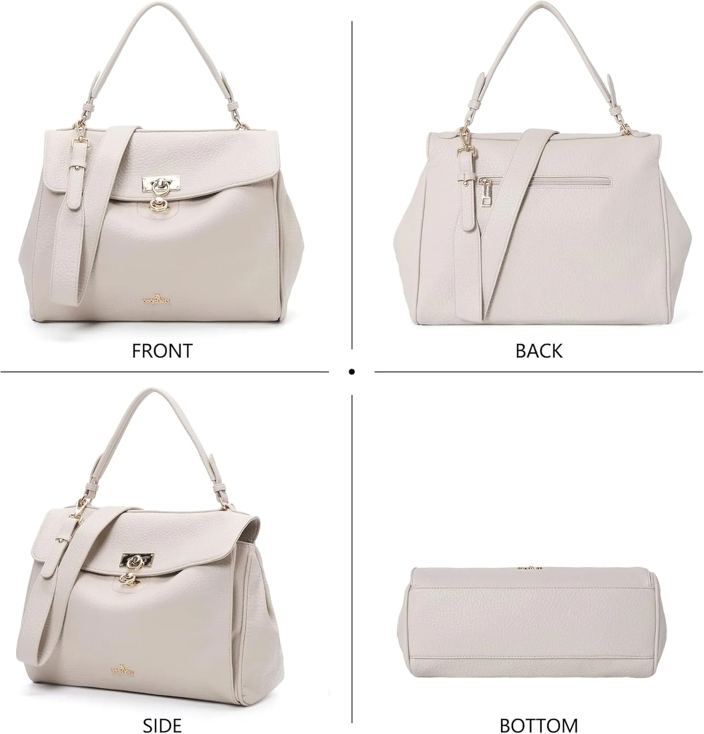 Angel Kiss Satchel Purses and Handbags for Women Soft Vegan Leather Tote Shoulder Bag Top Handle with Crossbody Strap