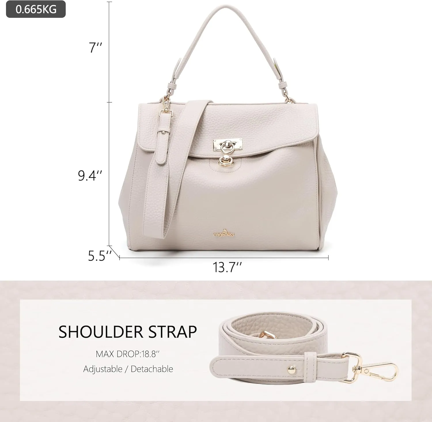 Angel Kiss Satchel Purses and Handbags for Women Soft Vegan Leather Tote Shoulder Bag Top Handle with Crossbody Strap