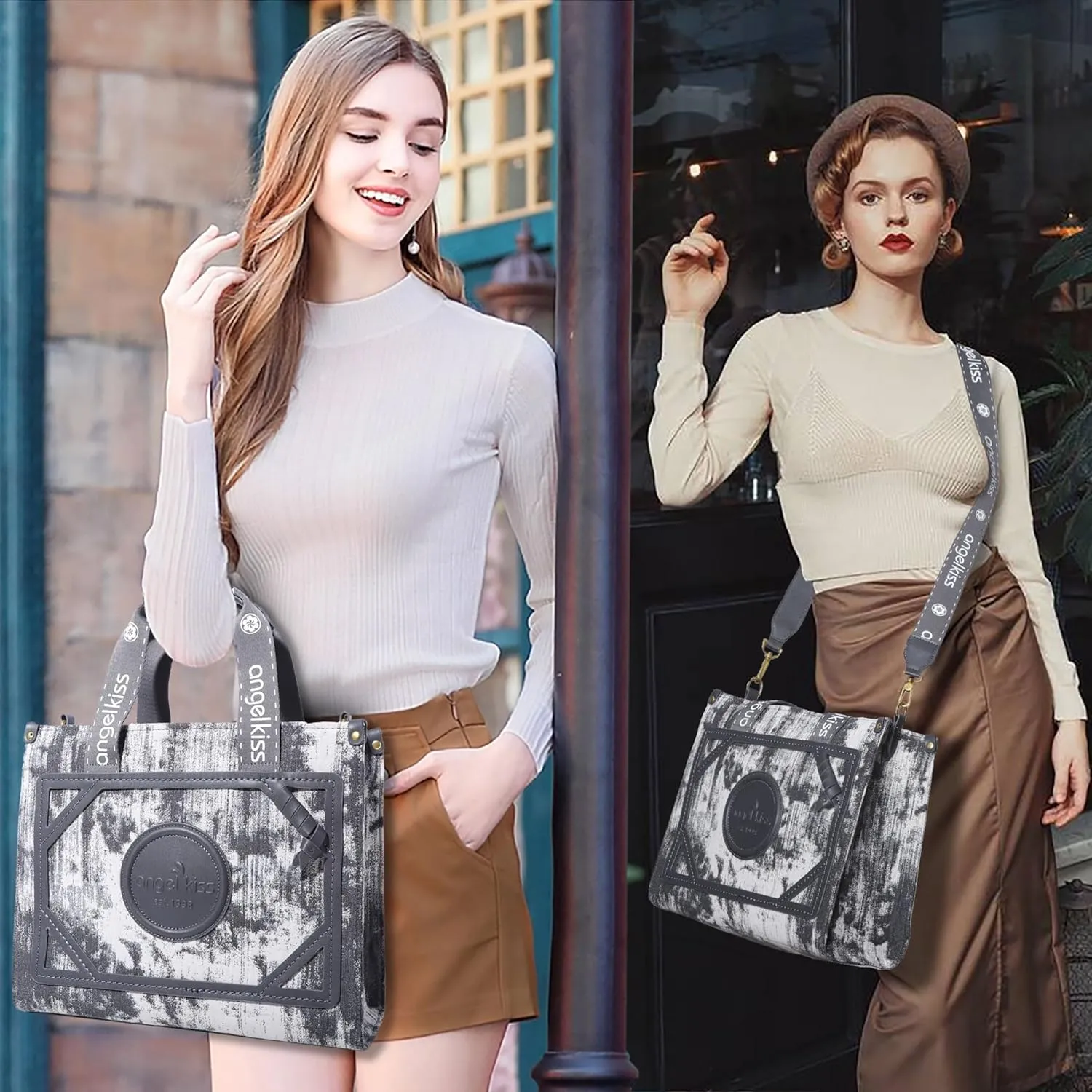 Angel Kiss Tote Bag Purses for Women Medium Top-handle Satchel Handbags with Crossbody Srtap