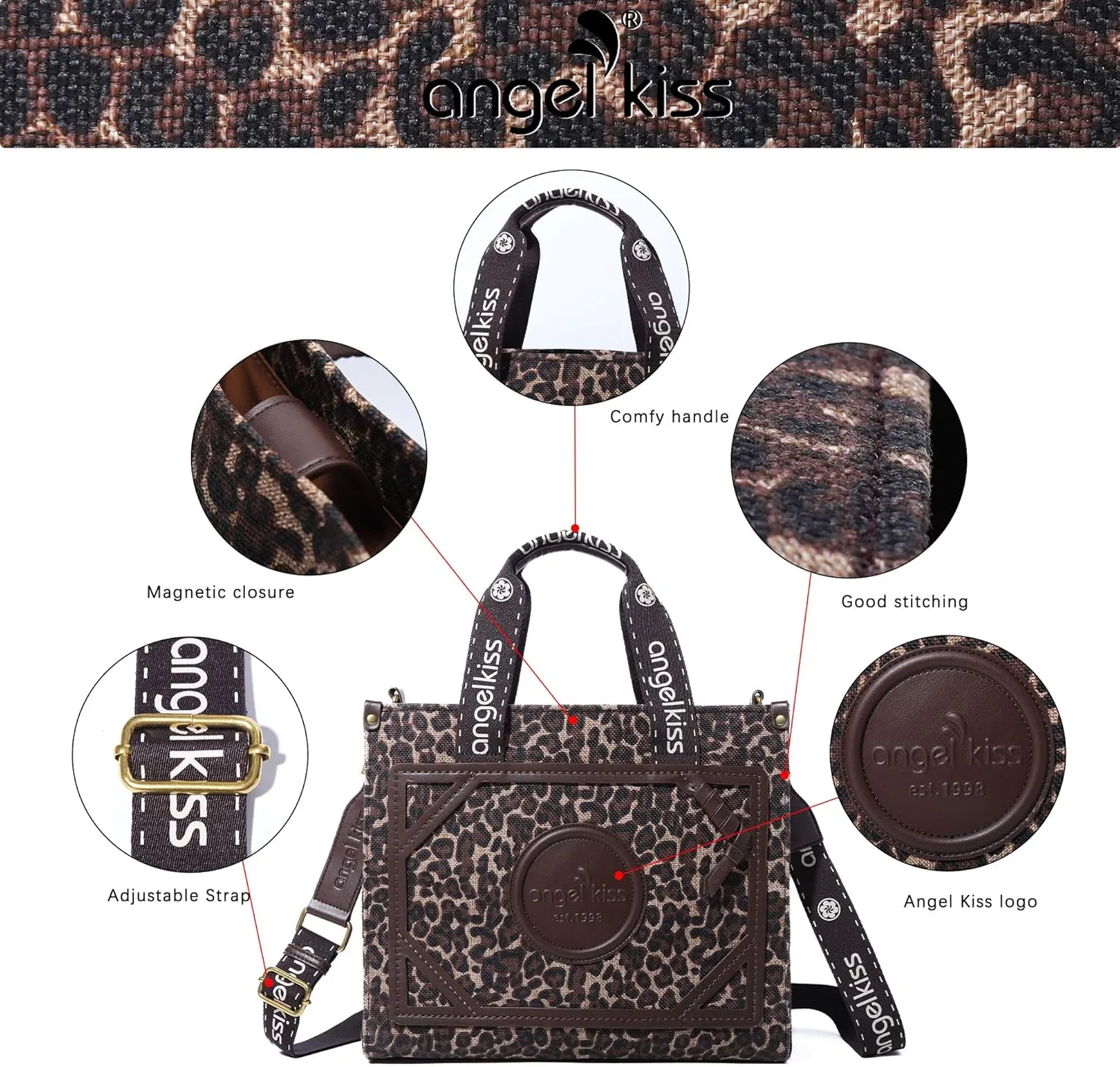 Angel Kiss Tote Bag Purses for Women Medium Top-handle Satchel Handbags with Crossbody Srtap