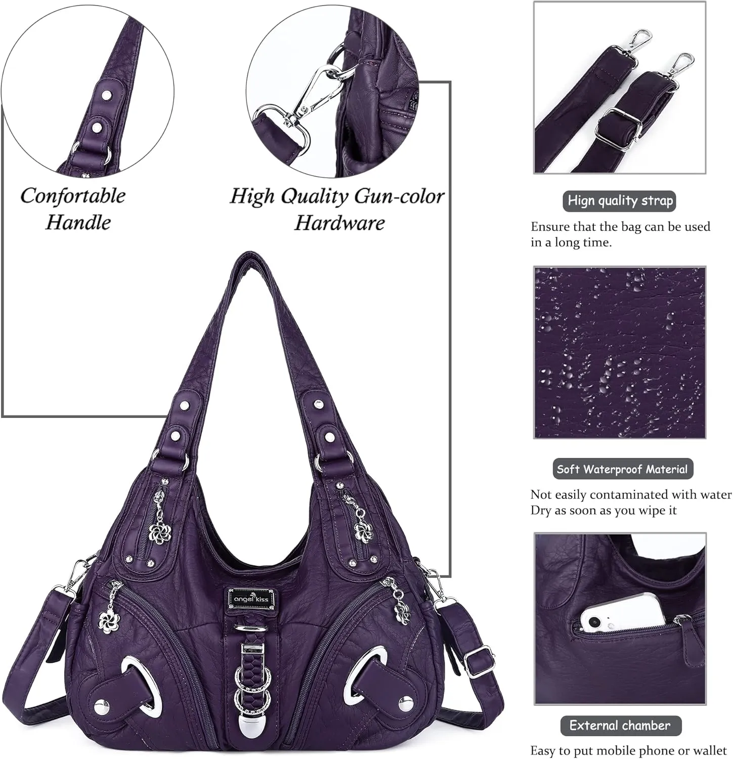 Angelkiss Hobo Purses and handbags for Women Satchel Handbag Women Purses Large Daily Shoulder Bags