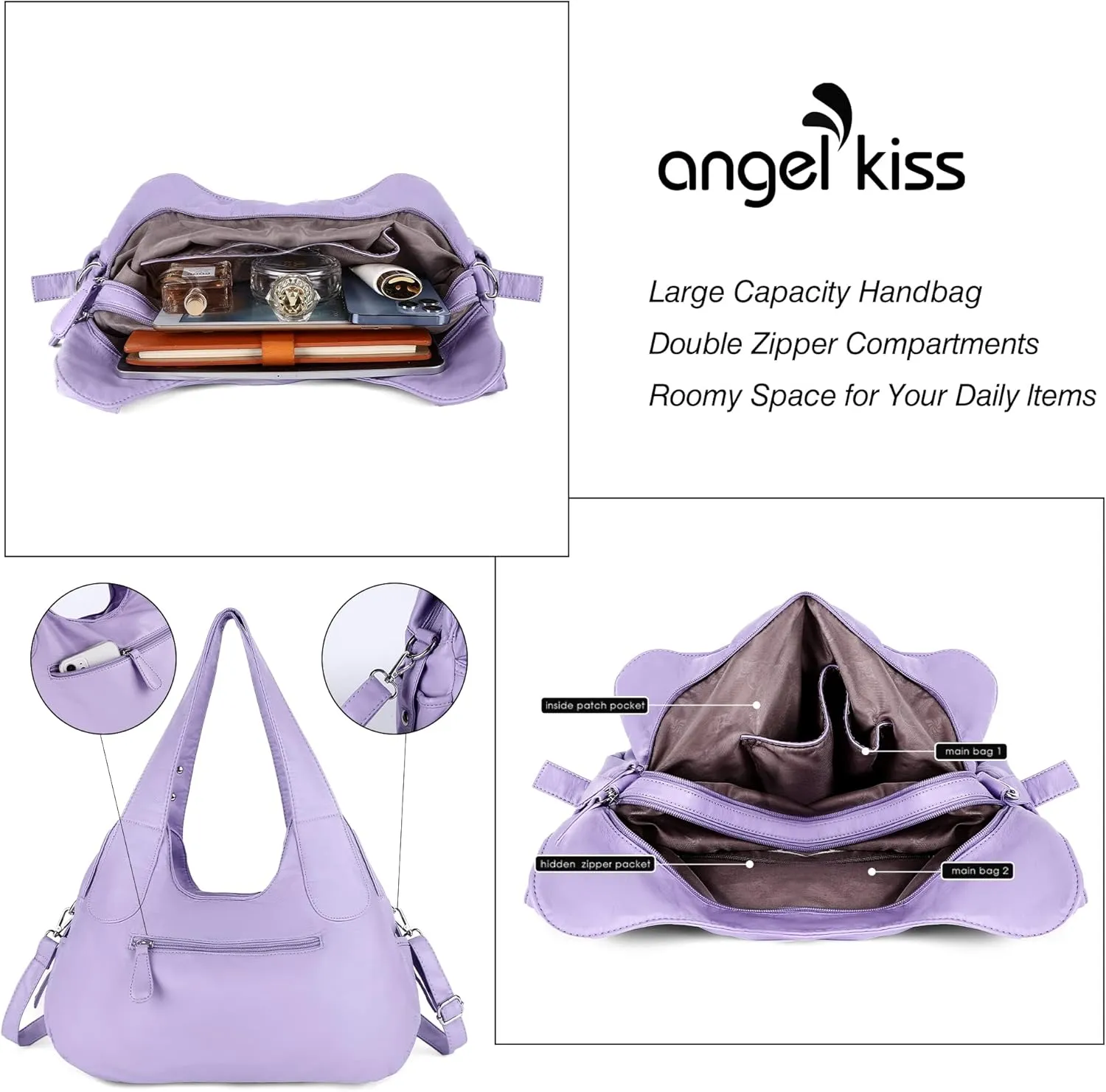 Angelkiss Hobo Purses and handbags for Women Satchel Handbag Women Purses Large Daily Shoulder Bags