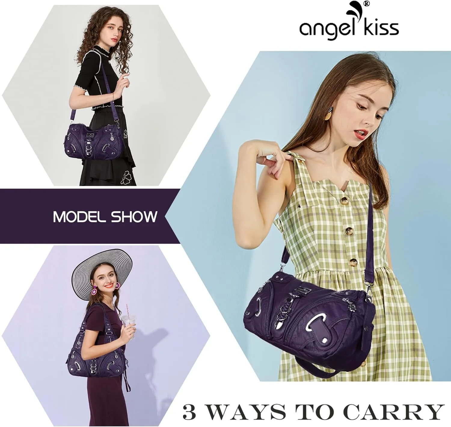 Angelkiss Hobo Purses and handbags for Women Satchel Handbag Women Purses Large Daily Shoulder Bags