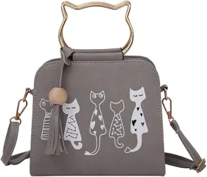 Animal Handbags Shoulder Cat Rabbit Women Crossbody Bag Messenger Bags Pattern Shoulder Bag (Grey, One Size)