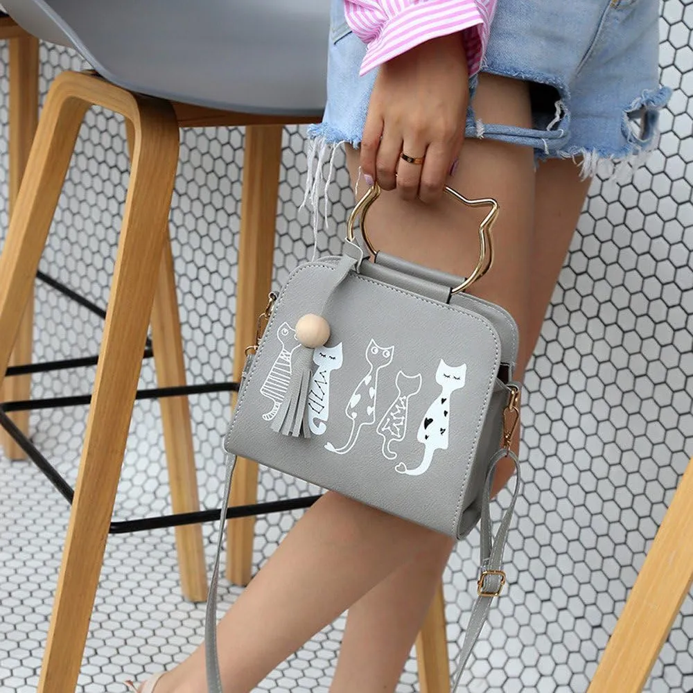 Animal Handbags Shoulder Cat Rabbit Women Crossbody Bag Messenger Bags Pattern Shoulder Bag (Grey, One Size)