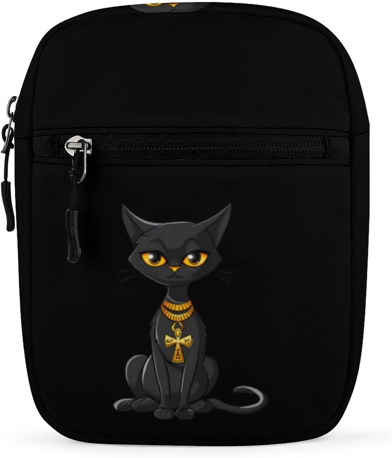 Ankh And Hieroglyphics - Egyptian Cat Sling Backpack Crossbody Waist Pack Chest Bag Fanny Pack Chest Daypack for Travel Sports Hiking