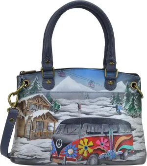 Anna by Anuschka Women's Original Genuine Leather Hand-Painted Small Satchel - Leather Handbag for Women