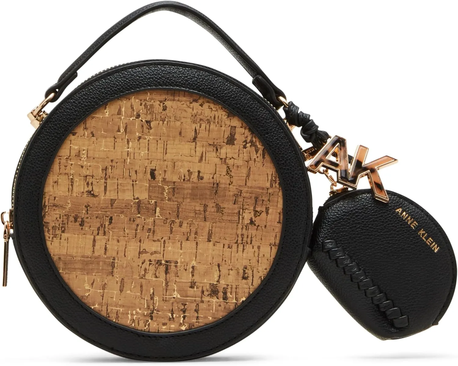Anne Klein Womens Cork Circle Bag with Convertible Strap, Black