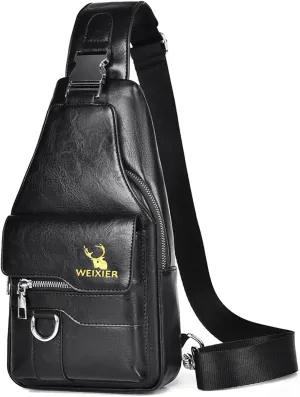 ANPTER Sling Bag for Men Crossbody Chest Bag Over the Shoulder Purse Casual Sling Backpack for Travel Hiking Cycling