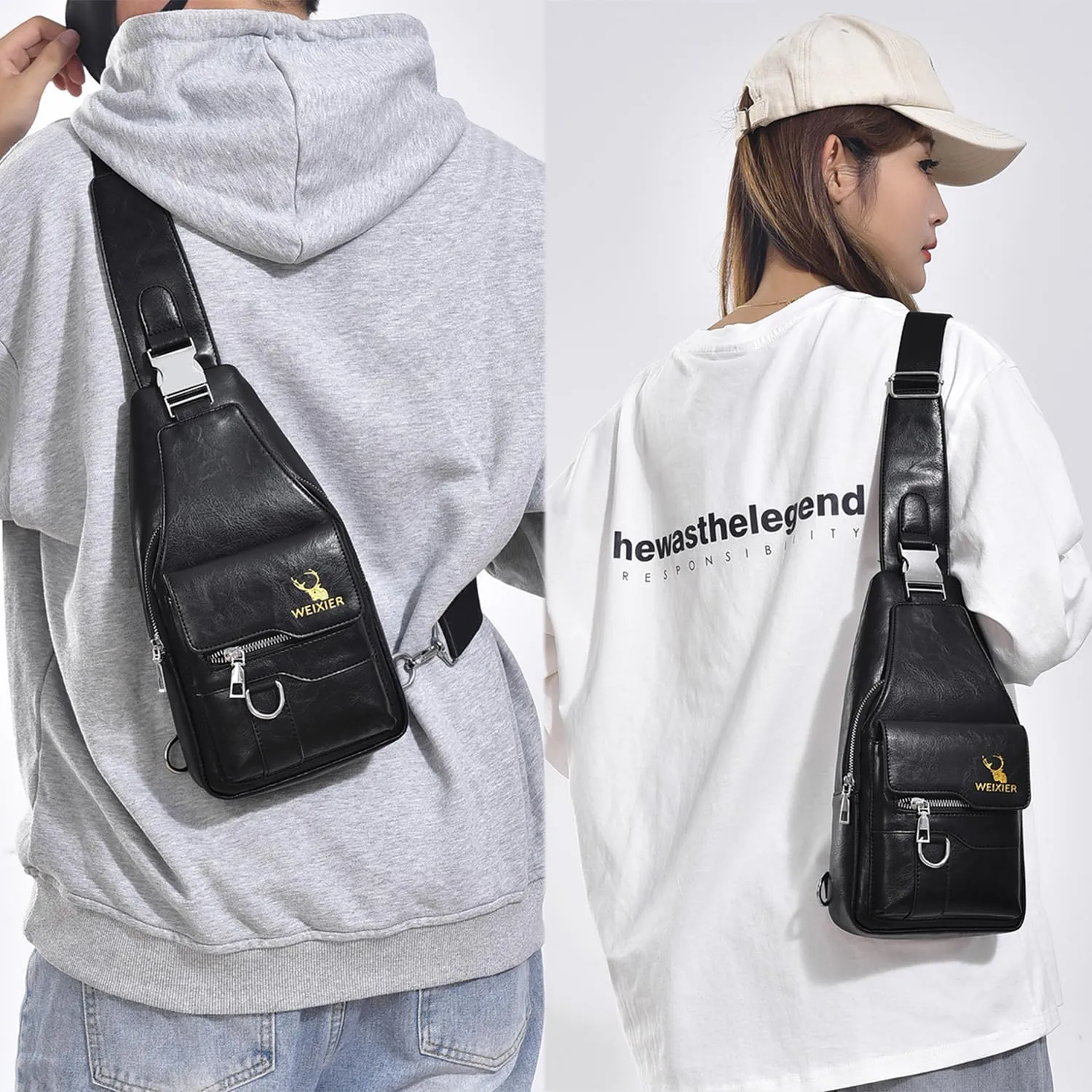 ANPTER Sling Bag for Men Crossbody Chest Bag Over the Shoulder Purse Casual Sling Backpack for Travel Hiking Cycling