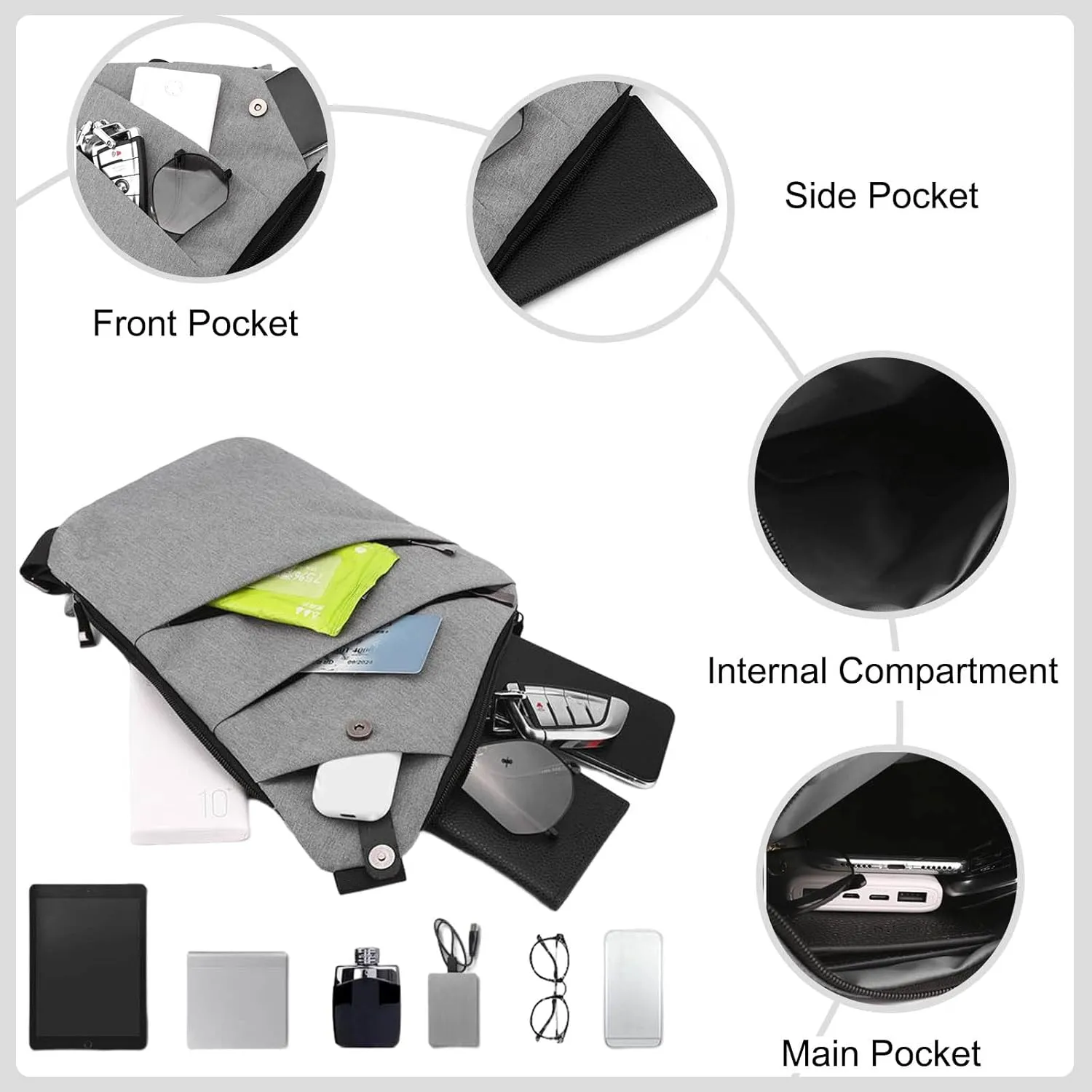 Anti-Theft Sling Bags Chest Shoulder Backpack Crossbody Bags Cover Pack Rucksack Crossbody Bag for Men Women Travel Hiking Bicycle Sport Gym Daypacks Nylon Black A
