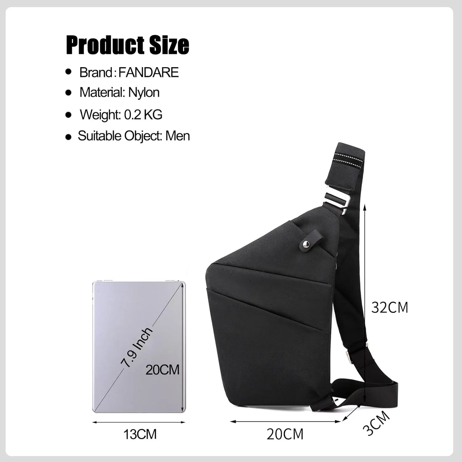 Anti-Theft Sling Bags Chest Shoulder Backpack Crossbody Bags Cover Pack Rucksack Crossbody Bag for Men Women Travel Hiking Bicycle Sport Gym Daypacks Nylon Black A