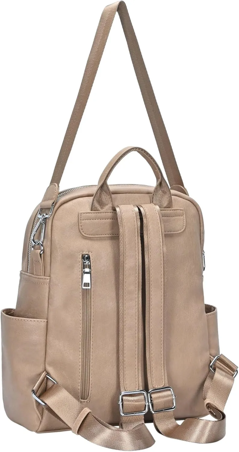 Antik Kraft Willa Vegan Leather Backpack (Camel) | Convertible Backpack Purse for Women | Vegan Leather Shoulder Bag | 13" L x 4" W x 14" H