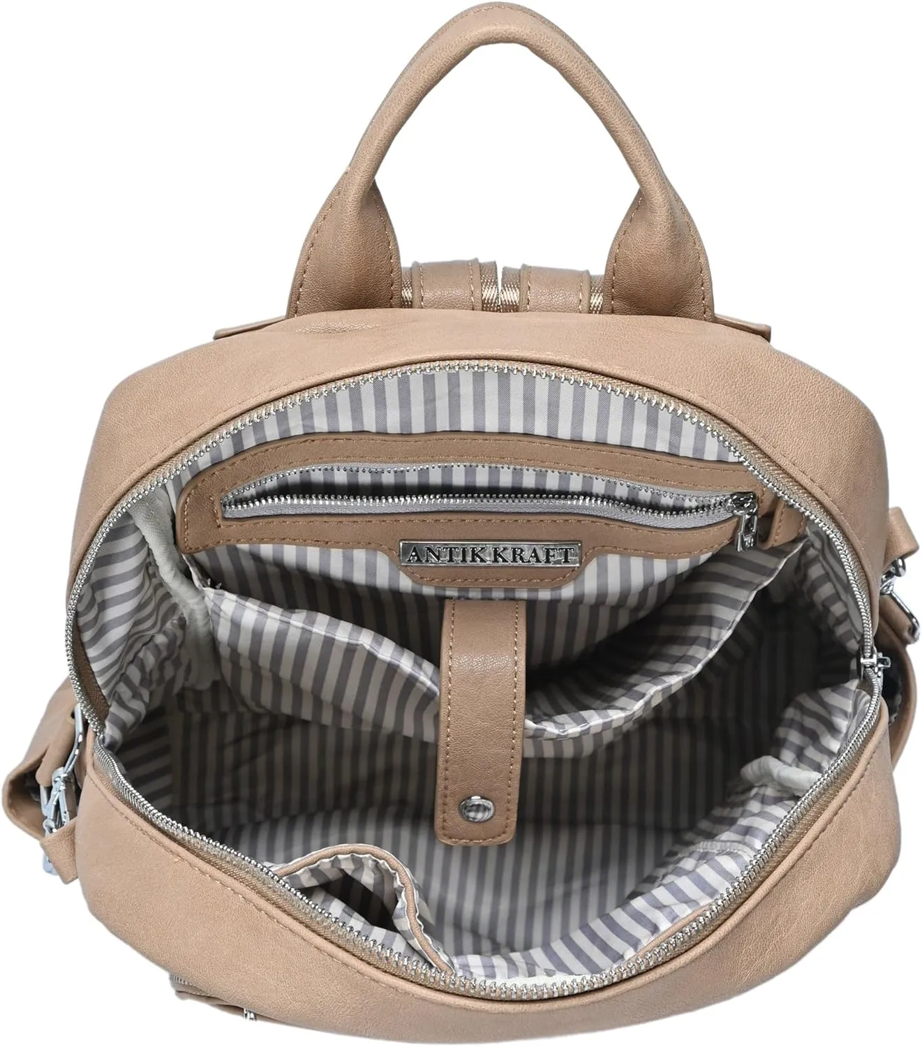 Antik Kraft Willa Vegan Leather Backpack (Camel) | Convertible Backpack Purse for Women | Vegan Leather Shoulder Bag | 13" L x 4" W x 14" H