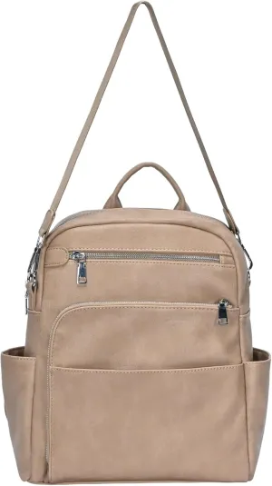 Antik Kraft Willa Vegan Leather Backpack (Camel) | Convertible Backpack Purse for Women | Vegan Leather Shoulder Bag | 13" L x 4" W x 14" H