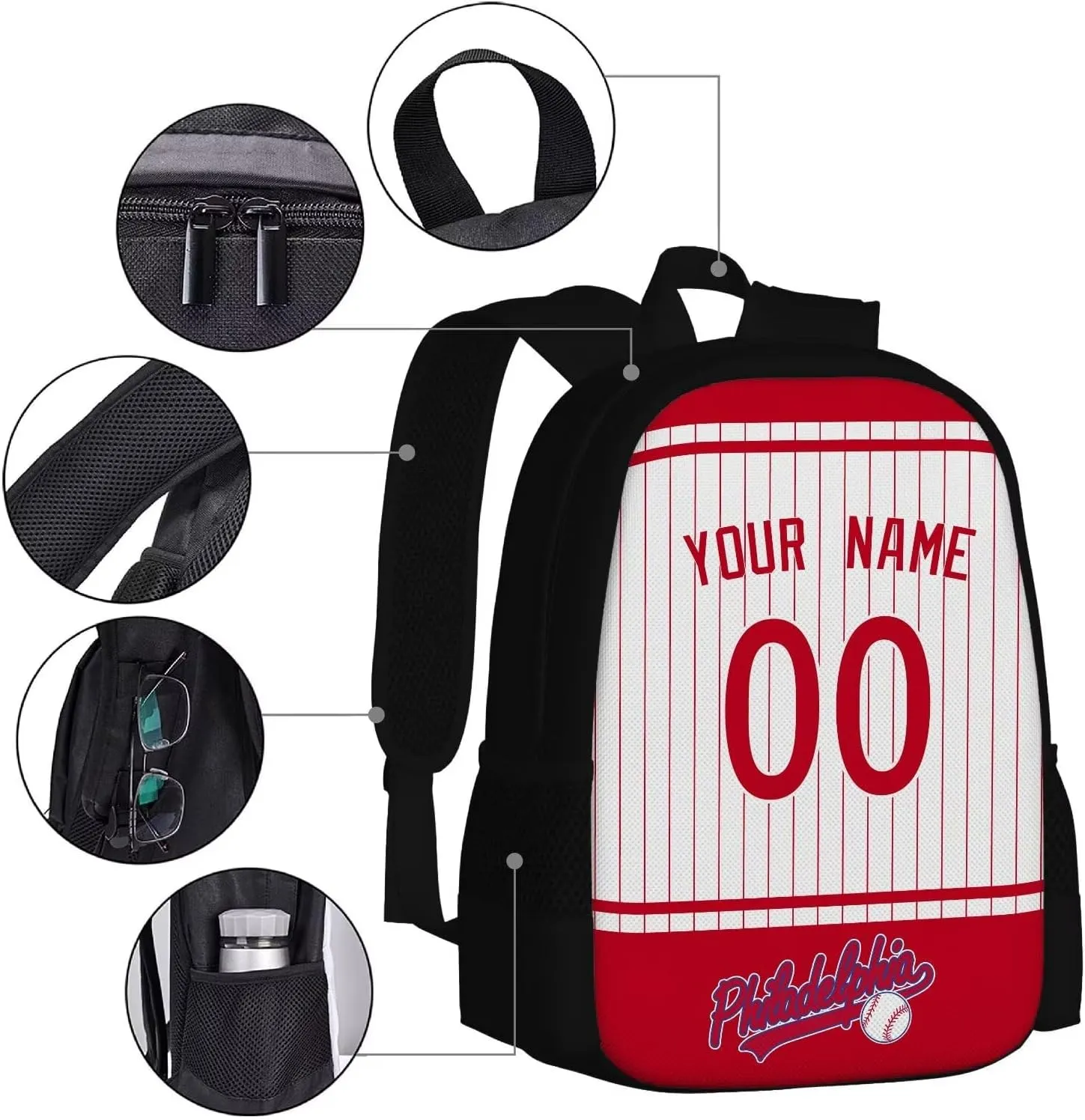 ANTKING Philadelphia Backpack School Bags Custom Name Number for Men Youth Boy Gift
