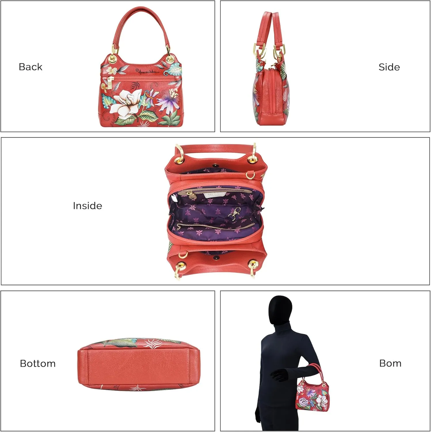 Anuschka Satchel with Crossbody Strap-708