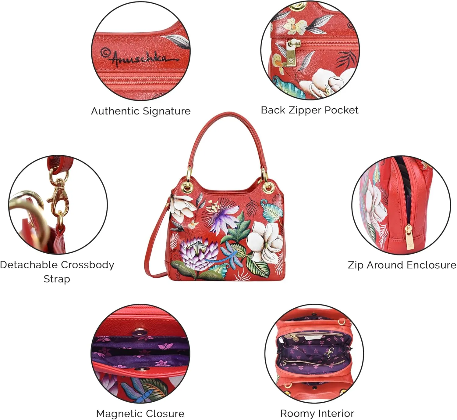 Anuschka Satchel with Crossbody Strap-708