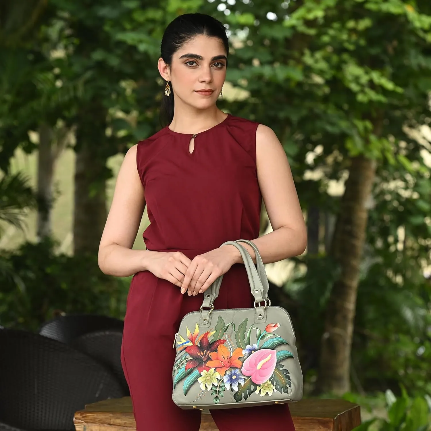 Anuschka Women's Original Hand-Painted Genuine Leather Medium Satchel