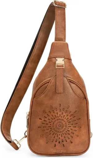 APHISON Small Sling Bag Cell Phone Purse Vegan Leather Fanny Crossbody Bag for Women Trendy Chest Backpack Adjustable Strap