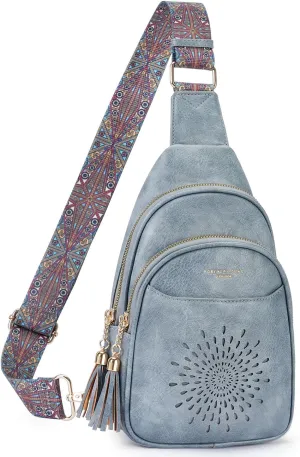 APHISON Small Sling Bag Cell Phone Purse Vegan Leather Fanny Crossbody Bag for Women Trendy Chest Backpack Adjustable Strap