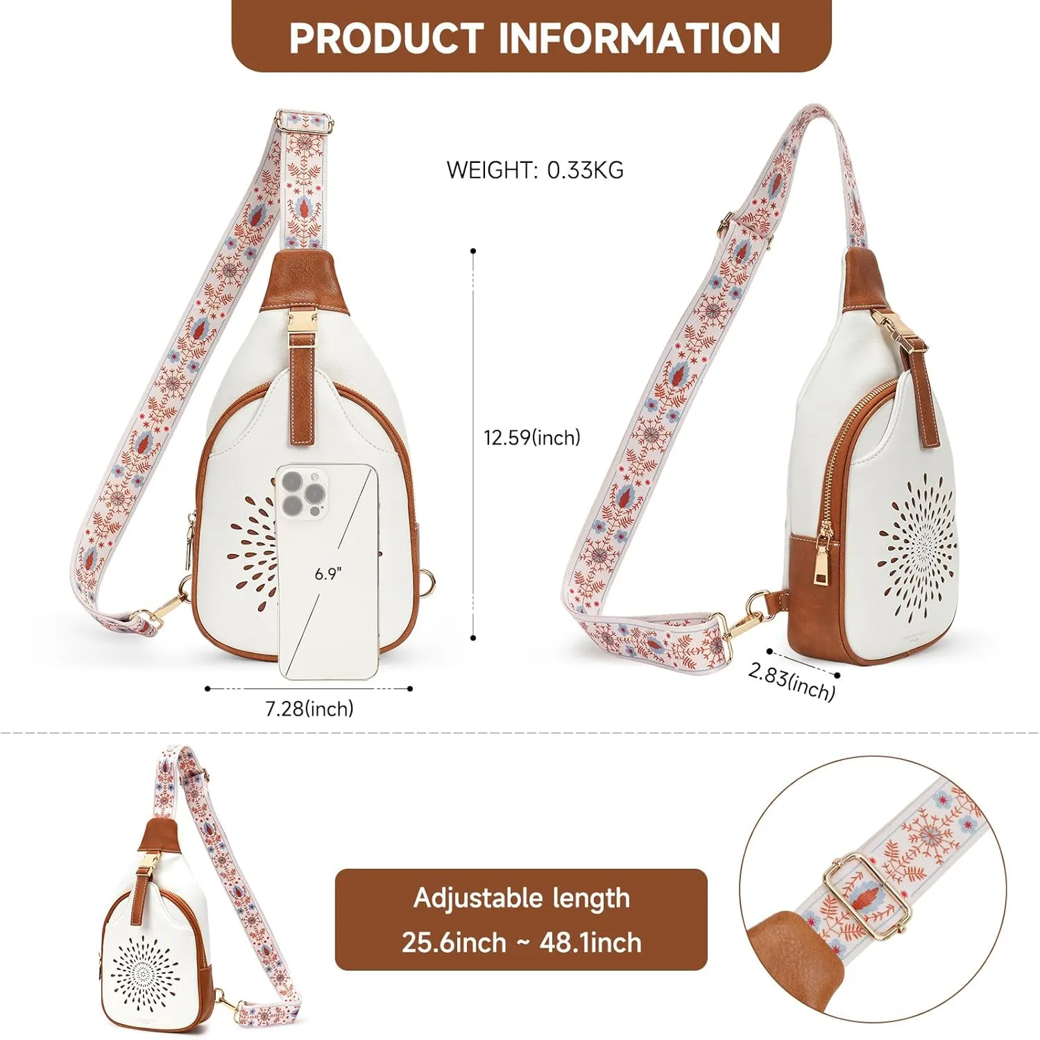 APHISON Small Sling Bag Cell Phone Purse Vegan Leather Fanny Crossbody Bag for Women Trendy Chest Backpack Adjustable Strap