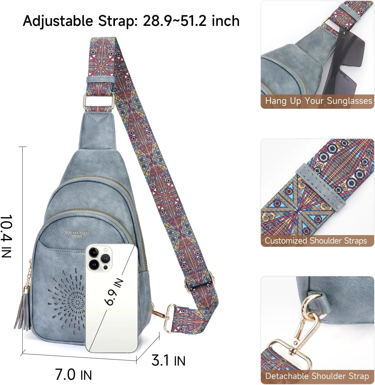 APHISON Small Sling Bag Cell Phone Purse Vegan Leather Fanny Crossbody Bag for Women Trendy Chest Backpack Adjustable Strap