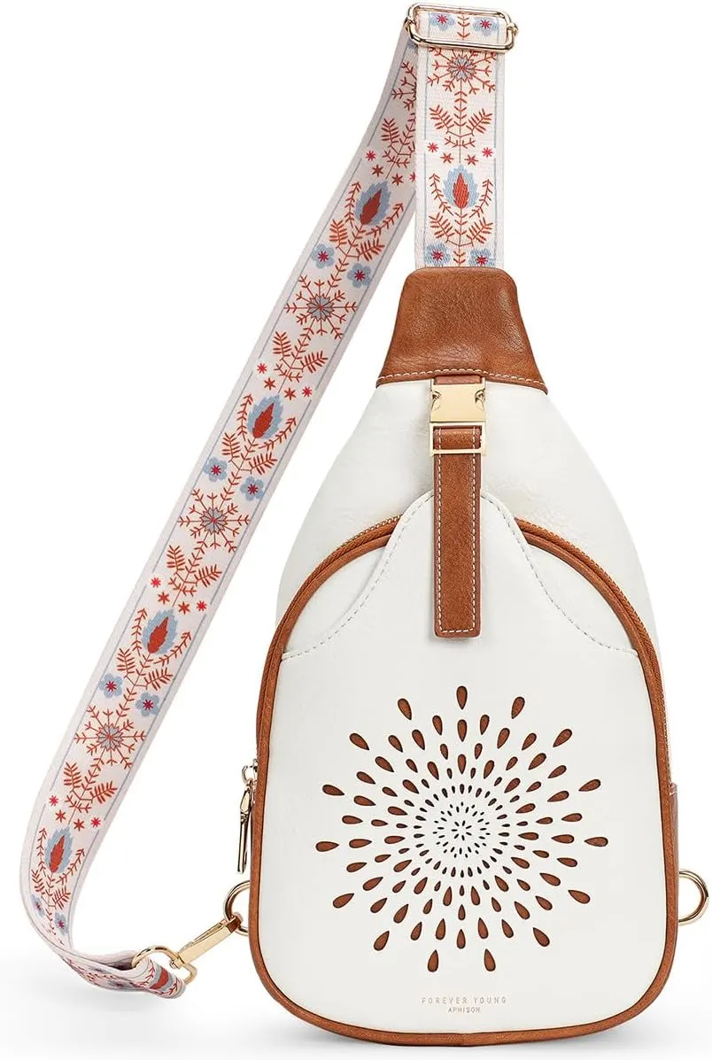 APHISON Small Sling Bag Cell Phone Purse Vegan Leather Fanny Crossbody Bag for Women Trendy Chest Backpack Adjustable Strap