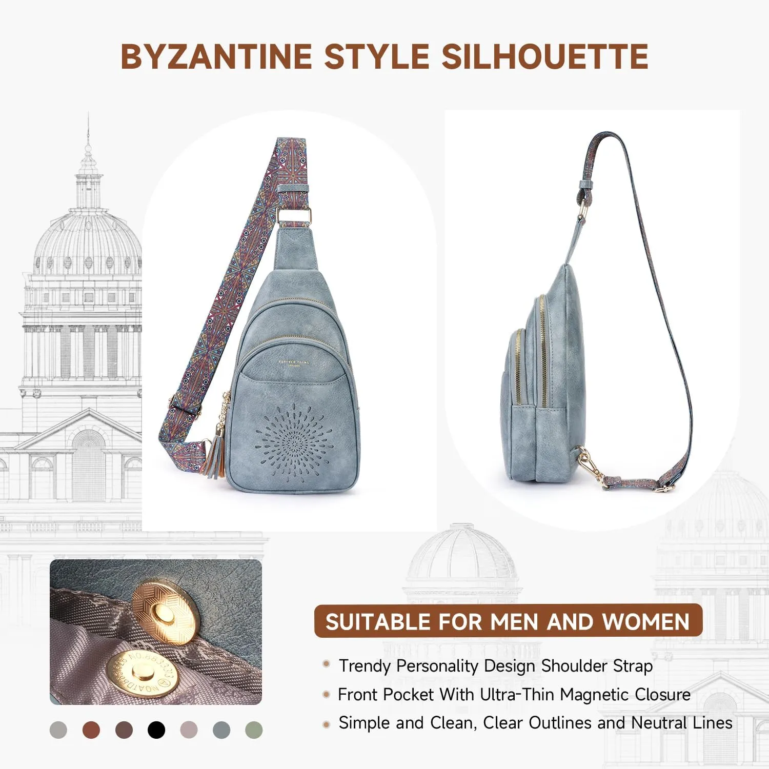 APHISON Small Sling Bag Cell Phone Purse Vegan Leather Fanny Crossbody Bag for Women Trendy Chest Backpack Adjustable Strap