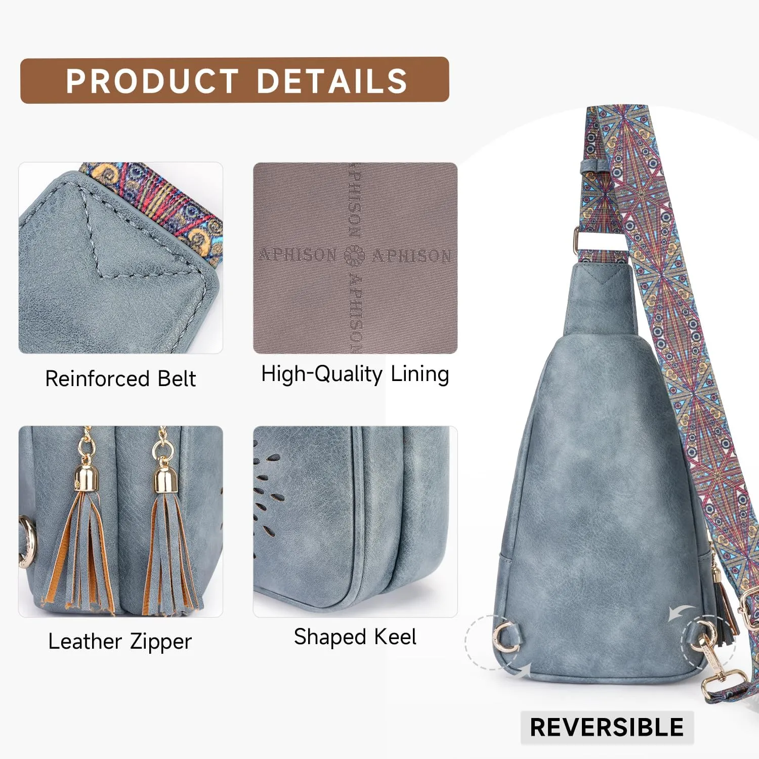APHISON Small Sling Bag Cell Phone Purse Vegan Leather Fanny Crossbody Bag for Women Trendy Chest Backpack Adjustable Strap