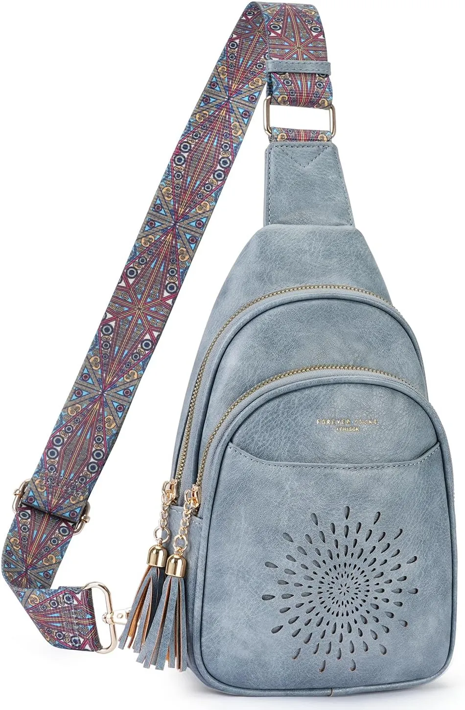 APHISON Small Sling Bag Cell Phone Purse Vegan Leather Fanny Crossbody Bag for Women Trendy Chest Backpack Adjustable Strap
