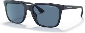Armani Exchange Man Sunglasses Matte Black Frame, Dark Blue Lenses, 55MM