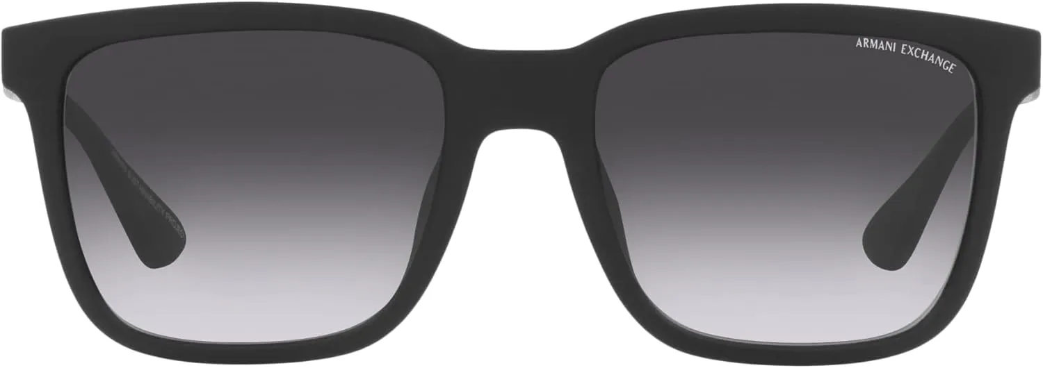 Armani Exchange Man Sunglasses Matte Black Frame, Dark Blue Lenses, 55MM
