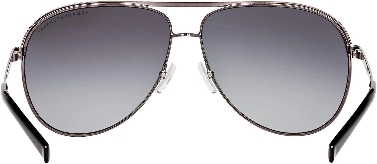 Armani Exchange Unisex Sunglasses Shiny Gunmetal & Black Frame, Gradient Grey Polarized Lenses, 61MM