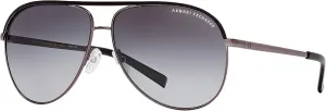 Armani Exchange Unisex Sunglasses Shiny Gunmetal & Black Frame, Gradient Grey Polarized Lenses, 61MM