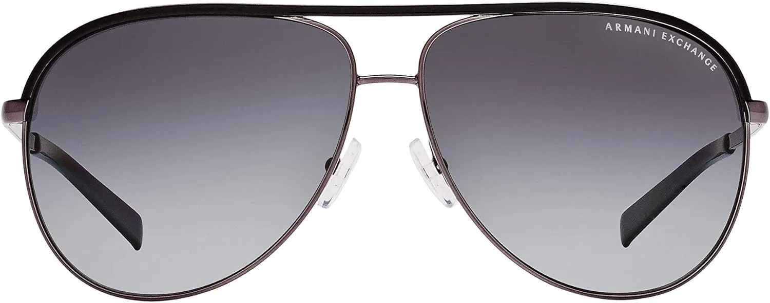 Armani Exchange Unisex Sunglasses Shiny Gunmetal & Black Frame, Gradient Grey Polarized Lenses, 61MM