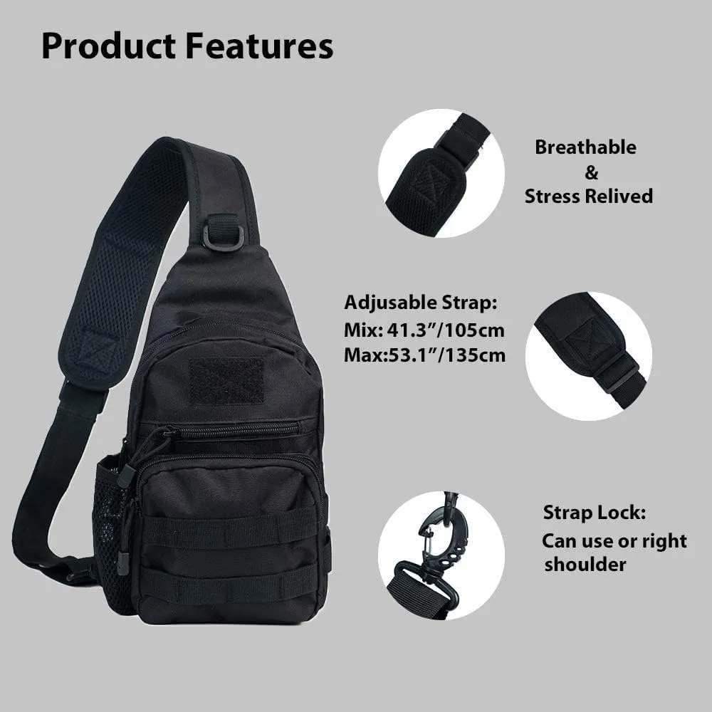 Armiya Men's Tactical Sling Bag, Small Shoulder Chest Molle Daypack Backpack for Cycling Hiking Camping Trekking