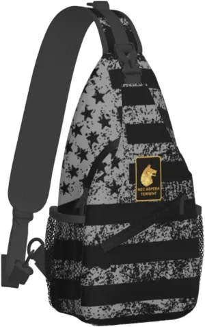 Army 27th Infantry Regiment DUI Sling Bag for Men, Small Crossbody Sling Bags, Mini Water Resistant Shoulder Daypack for Travel, Anti Thief Chest Bag for Hiking