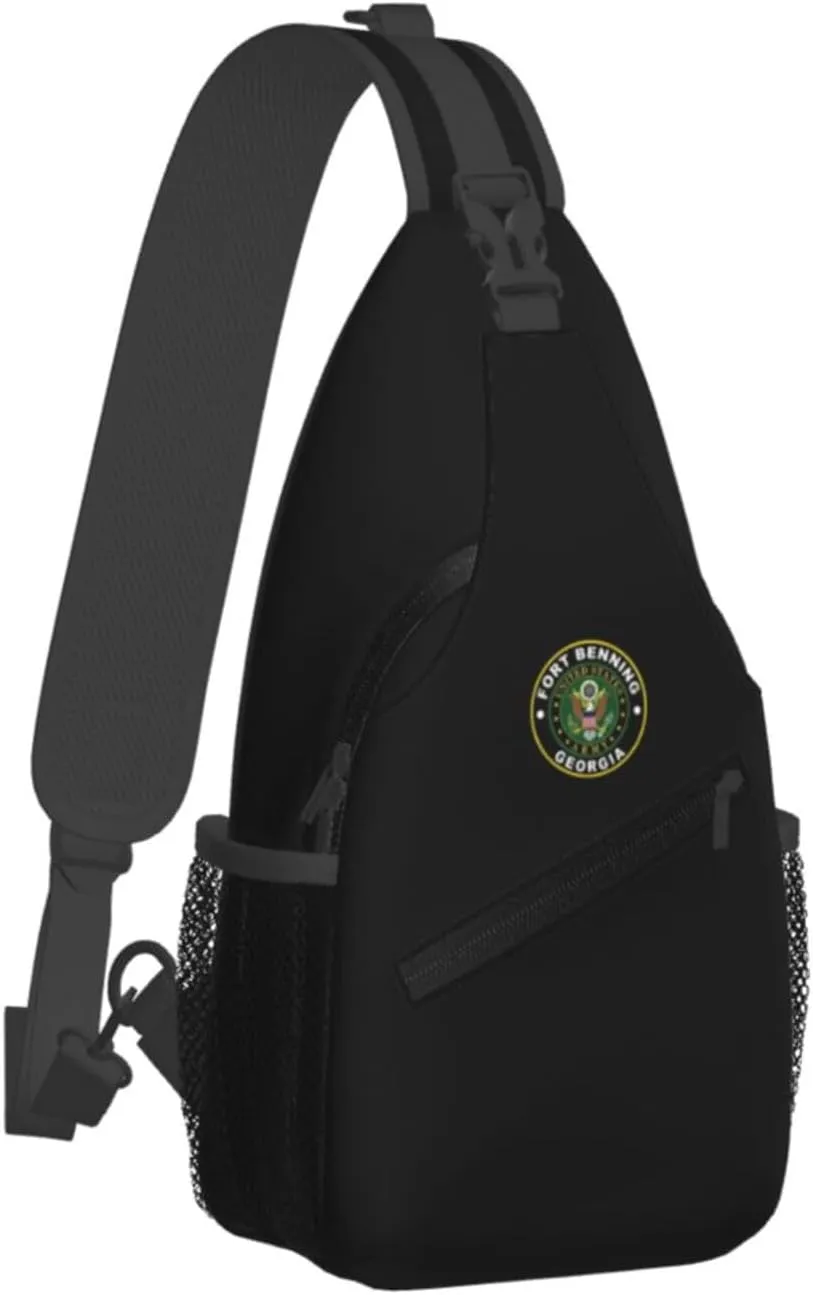 Army Fort Benning Army Base Georgia Sling Bag for Men, Small Crossbody Sling Bags, Mini Water Resistant Shoulder Daypack for Travel, Anti Thief Chest Bag for Hiking